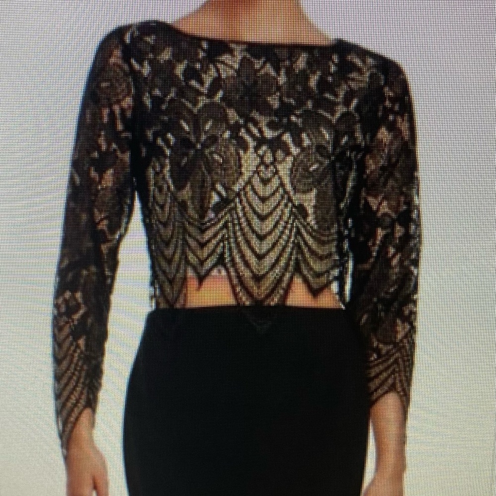 Design Lab S Black Lace / Nude  Crop Top NWT